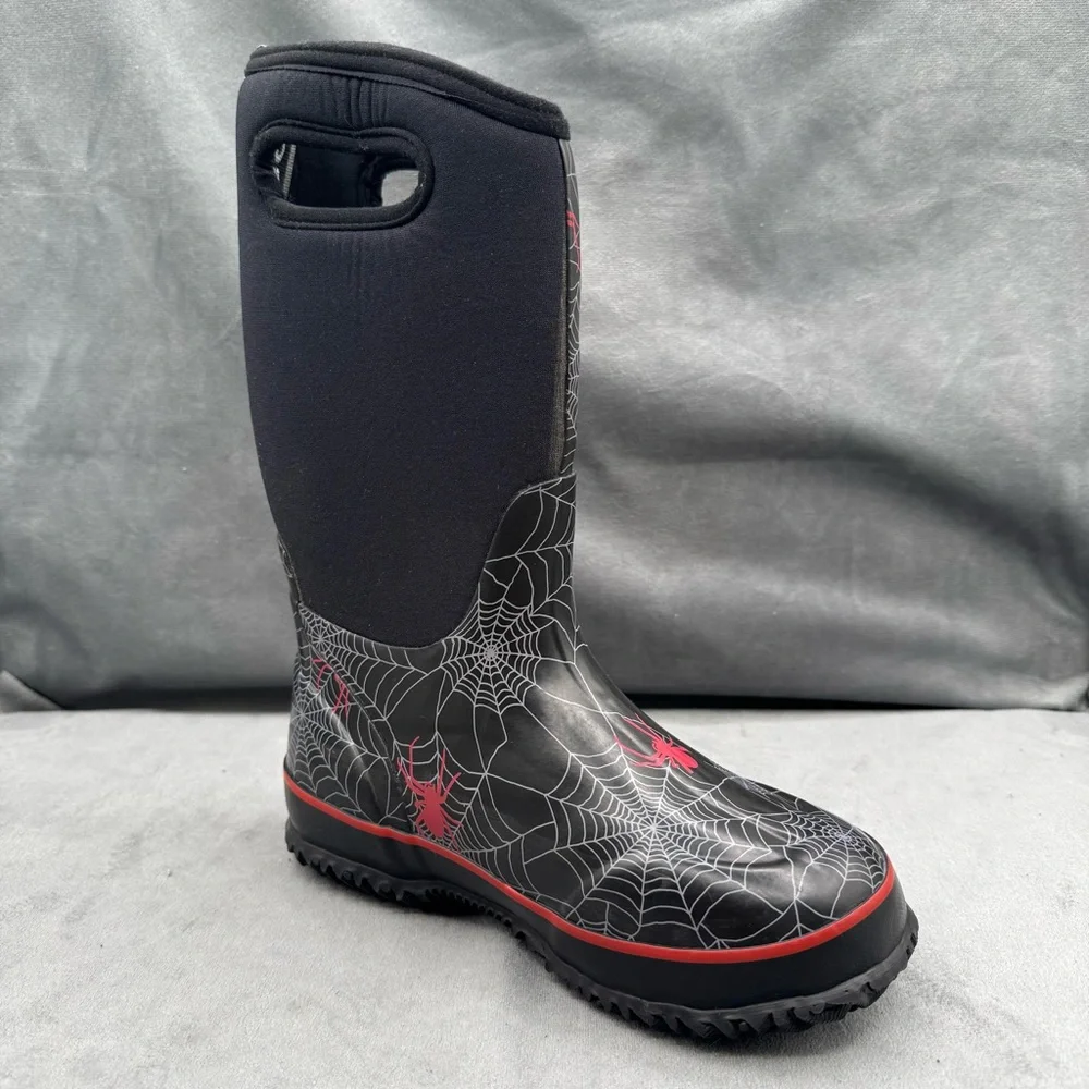 Bogs Classic High Spiders II Kids Boots Size 2 Black Spider‎ Web Rain